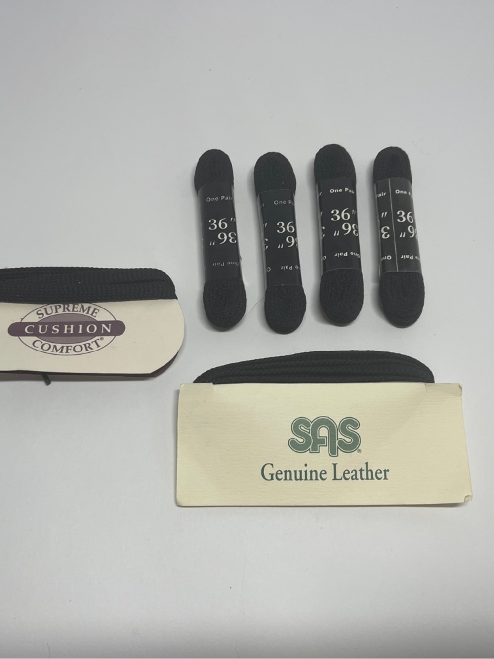 SAS Black Replacement Shoe Laces with Cushion Inserts